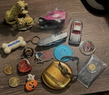 Vintage Junk Drawer Lot 16pc Gold Compact Topaz Nugget Watch 1943 Penny Toys  picture