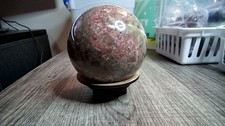 Natural Unakite Crystal Sphere 586g Polished Stone Ball Green Pink Quartz picture