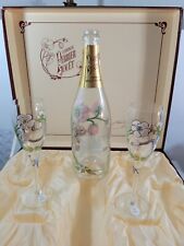 Vtg 1988 EMPTY Perrier Jouet Brut Rose Belle Epoque Champagne Bottle | 3 Flutes picture