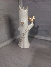 Vintage Iridescent Luster Ceramic Gold Trim Tree Trunk Vase with Squirrel picture