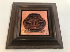 VTG Enamel on Copper Indian Pottery Pot, Artistry in Enameled Copper Palm Desert picture