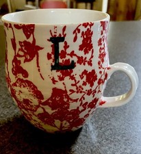 ANTHROPOLOGIE Homegrown Alphabet Ceramic Coffee Cup Letter L Red NEW COND picture