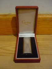 VINTAGE AUTHENTIC CARTIER GAS LIGHTER SILVER OVAL WITH BOX picture