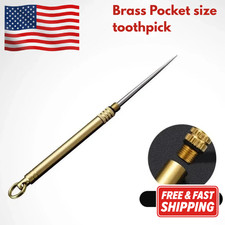 Titanium & Brass Reusable Toothpick Portable EDC Survival Tool Waterproof Gold picture