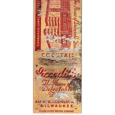 Piccadilly Restaurant Milwaukee WI Vintage Matchbook Cover MB61-2 picture