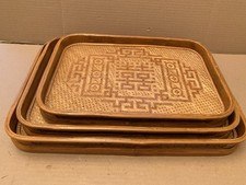 Vintage Lillian Vernon Lacquered Wood Trays Set of 3 picture