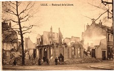 Lille France WWI Ruins Boulevard de la Liberte Vintage Postcard War Damage picture