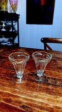 Set Of 2 VTG 1950s Clear Jeanette Glass Footed Ice Cream Sundae Parfait Dishes picture