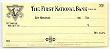 1920s ROY MONTANA  THE FIRST NATIONAL BANK  BLANK CHECK Z1584 picture