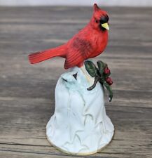 Vtg Avon Christmas Bell Cardinal Bird and Flower Porcelain 2000 Christmas Winter picture