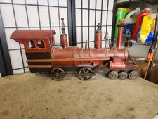 VINTAGE OLD WOODEN & METAL LOCOMOTIVE W/CONDUCTOR picture