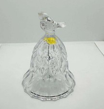 Vintage Clear Crystal Bird Bell Cut Glass Bird Finial Hand Bell 4