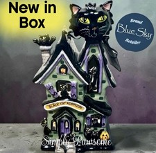 Blue Sky Clayworks BLACK CAT ADOPTION Halloween Candle House NEW IN BOX picture