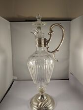 Art Nouveau WMF Germany, Silverplate Over Brass, Cut Glass Carafe/Ewer C.1900 picture
