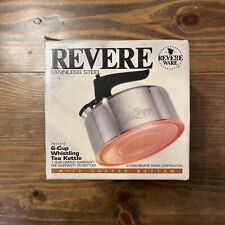 Revere Ware VINTAGE Copper Bottom Whistling Tea Kettle Stainless Steel 6-Cup NIB picture