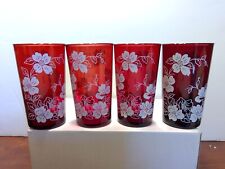 Set of 4 Anchor Hocking Glass Ruby Red 4 3/4