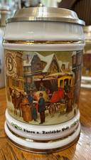 German Lidded Beer Stein w/ Pewter Lid, Das Postwesen, Echtheits-Zertifikat picture