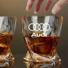 Custom Engraved Audi Whiskey Glass – 10 oz Twisted Rocks Glass picture