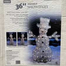 Noma 36” White Tinsel Snowman Christmas Holiday Decor — NEW IN BOX ☃️Vintage picture