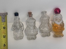 Vintage 4 Piece Figural Glass Bottle Lot - 1950s Poland Spring Clear Moses, etc picture