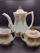 Lefton China Mint Green w/Small Flowers Coffee/Tea Set Hand Painted 4244/4245 picture