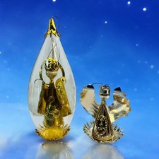West German Resl Lenz Ornament Gold Angel Tear Drop Shape Glass Globe Vtg READ picture