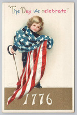 Postcard The Day We Celebrate 1776 4th of July Child Sword Flag Clapsaddle picture