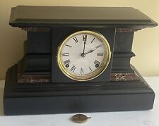 Antique EN Welch 8 Day Mechanical Black Mantle Shelf Gong Chime Deco Clock picture