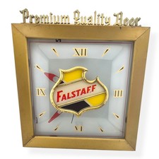 Vintage 1953 Falstaff Beer Lighted Sign Clock Price Bros St Louis Mo WORKING picture