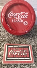 Lot Of 2 Vtg Coca-Cola Classic Merchandise New NOS 80s Coasters Playing Cards picture