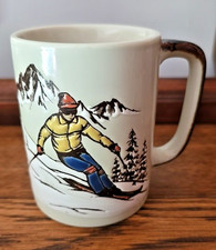VTG Otagiri Embossed Ski Skier Coffee Mug Textured Retro 4