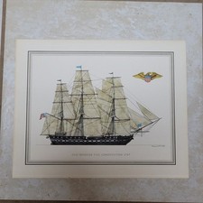 H. A. Muth Vintage Old Ironside USS Constitution 1797 Rare Lithograph Print picture