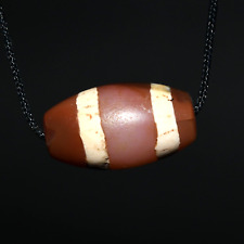 Large Ancient Etched Carnelian Bead with 2 Stripes over 1000 Years Old picture