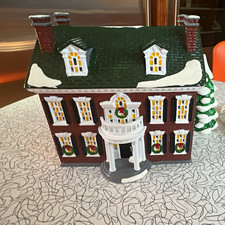 Department 56 Snow Village Illuminated Federal House Building 1991 Retired picture