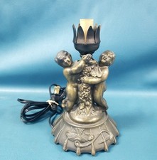 Vintage Meyda Tiffany Style Bronze Double Cherub Angel Accent Lamp-Works picture