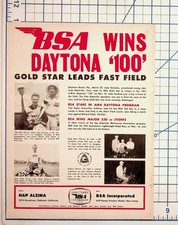 1961 BSA Motorcycles Daytona 100 Gold Star Racing Promo Flyer Ad Ephemera picture