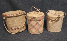 Polynesian Hand Woven Vintage Basket Trio picture