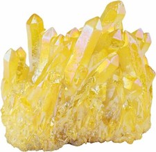 Natural Aura Yellow Citrine Crystal Titanium Cluster Healing Mineral Specimen picture