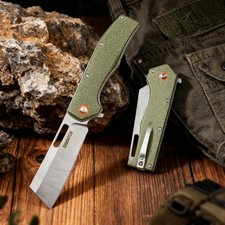 Pocket Knife with Clip,EDC Tactical Folding Knife ,Micarta Handle,Filpper Open picture