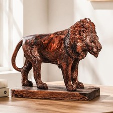 Wonderful Hand Carved Wood Antique Victorian Male Lion Statue Sculpture picture