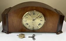 Vintage Tradition Mantle Shelf Clock Art Deco With Key Single Strike Chime picture