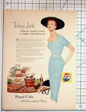 Vintage 1950s Pepsi-Cola Ad Today's Look Fashion Woman Slim Silhouette Ephemera picture