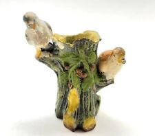 Small Vintage Primitive Chalkware or Porcelain Birds Figurine Mini Vase picture