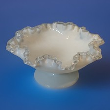 Vintage Fenton Silvercrest White Pedestal Candy Dish Decorative Bowl 8” Dia. picture