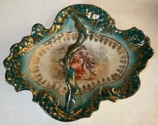 Antique Victoria Carlsbad Austria Vanity Dresser Serving Tray Floral Design picture