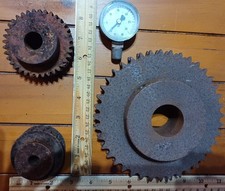 LOT 3 Cast Iron Industrial GEAR SPROCKET Lamp Base STEAMPUNK +GAUGE ART ETC 001 picture
