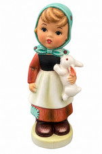Vintage Ceramic Girl Holding Bunny Rabbit Figurine 6