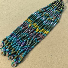 Vintage Old Handmade African Venetian Mosaic Millefiori Trade Glass Beads II picture