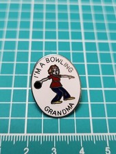 Vtg I'm A Bowling Grandma Silver Tone Lapel Pin picture