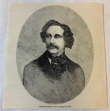 1887 magazine engraving~ CHARLES DICKENS As He Appeared In 1858 picture